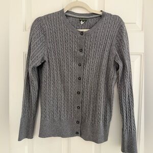 Eddie Bauer Cable Knit Cardigan Sweater Grey Large